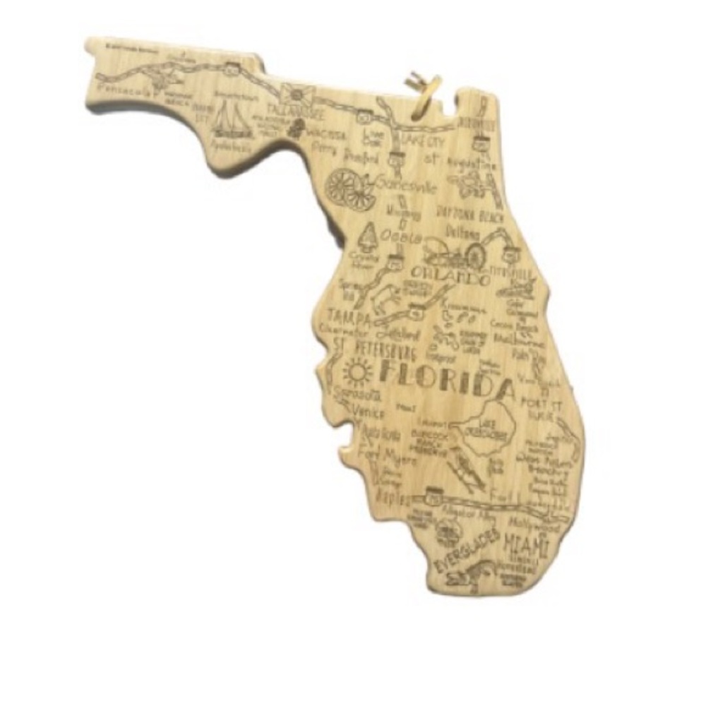 Wooden Florida State Map Wall Art - Natural